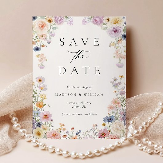 Elegant Floral calligraphy Save the Date ポストカード