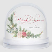 Elegant Floral Calligraphy Snow Globe (正面)