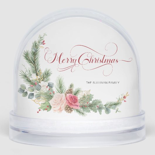 Elegant Floral Calligraphy Snow Globe (正面)