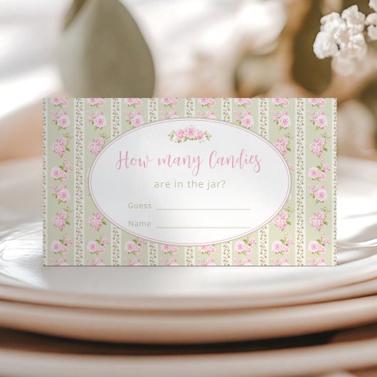 Elegant Floral Candy Jar Baby Shower Game Card エンクロージャーカード