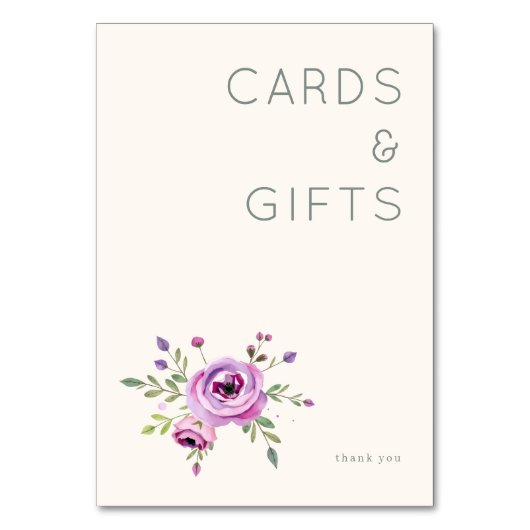 Elegant Floral Cards & Gifts テーブルナンバー (正面)