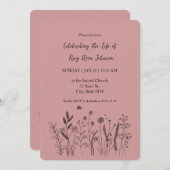 Elegant Floral "Celebrating the Life" Funeral 招待状 (正面/裏面)