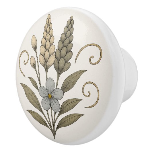 Elegant Floral Ceramic Door Handles セラミックノブ (右)