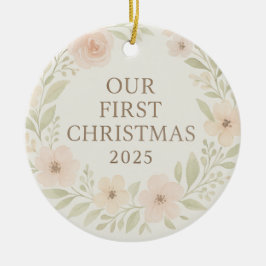 Elegant Floral Christmas Ornament  セラミックオーナメント