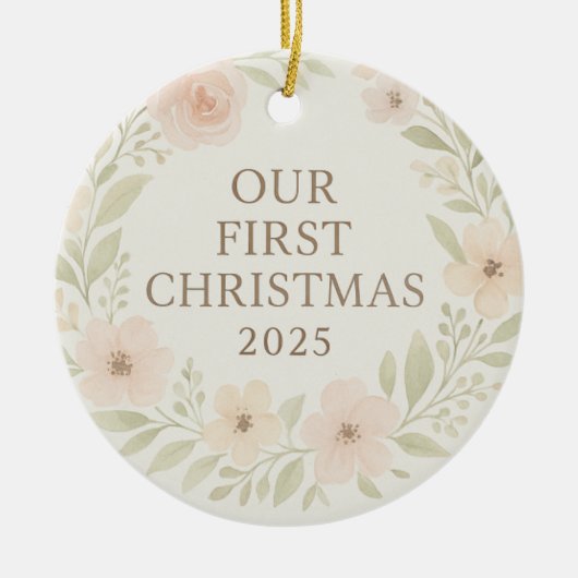 Elegant Floral Christmas Ornament セラミックオーナメント (正面)