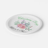 Elegant Floral Christmas Party Paper Plate ペーパープレート (アングル)