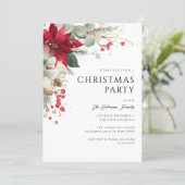 Elegant Floral Christmas Party Red 招待状 (スタンド正面)