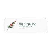 Elegant Floral Christmas Return Address Label ラベル (正面)