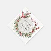 Elegant Floral Christmas Winter Wedding スタンダードカクテルナプキン (角)