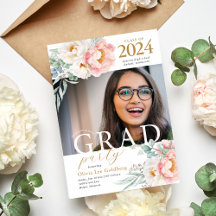 Elegant Floral Class of 2023 Grad Party Invitation