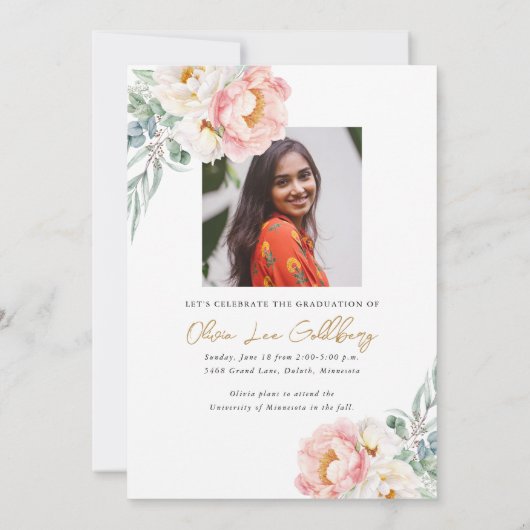 Elegant Floral Class of 2023 Grad Party Invitation 招待状 (裏面)