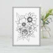 Elegant Floral Color Your Own Greeting Card サンキューカード (スタンド正面)