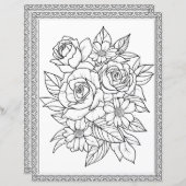 Elegant Floral Coloring Page Scrapbook Paper (正面/裏面)