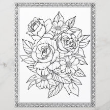 Elegant Floral Coloring Page Scrapbook Paper