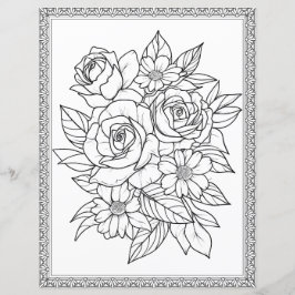 Elegant Floral Coloring Page Scrapbook Paper