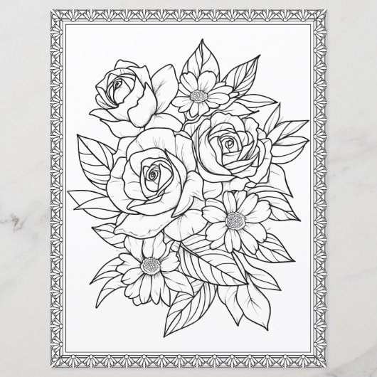 Elegant Floral Coloring Page Scrapbook Paper (正面)