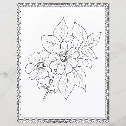 Elegant Floral Coloring Page Scrapbook Paper (正面)