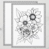 Elegant Floral Coloring Page Scrapbook Paper (正面/裏面)
