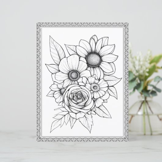 Elegant Floral Coloring Page Scrapbook Paper (スタンド正面)