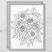 Elegant Floral Coloring Page Scrapbook Paper (正面/裏面)
