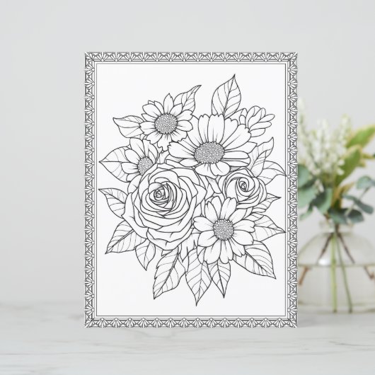 Elegant Floral Coloring Page Scrapbook Paper (スタンド正面)