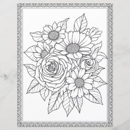 Elegant Floral Coloring Page Scrapbook Paper