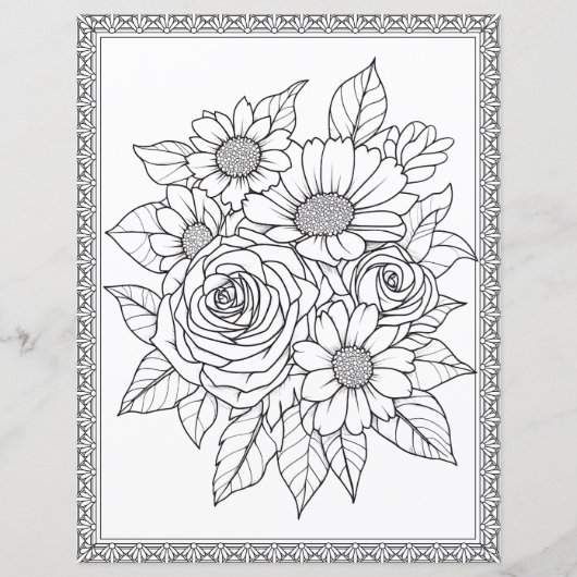 Elegant Floral Coloring Page Scrapbook Paper (正面)