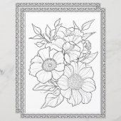 Elegant Floral Coloring Page Scrapbook Paper (正面/裏面)