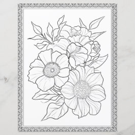 Elegant Floral Coloring Page Scrapbook Paper
