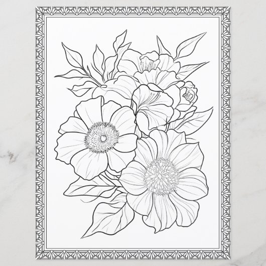 Elegant Floral Coloring Page Scrapbook Paper (正面)