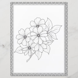 Elegant Floral Coloring Page Scrapbook Paper