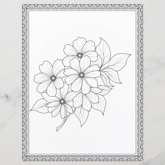 Elegant Floral Coloring Page Scrapbook Paper (正面)