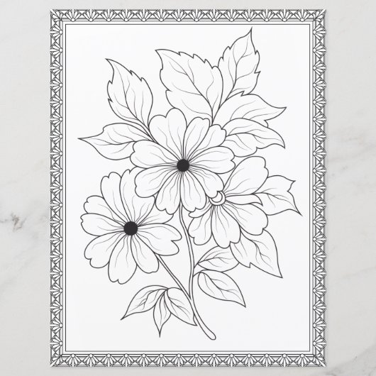 Elegant Floral Coloring Page Scrapbook Paper (正面)