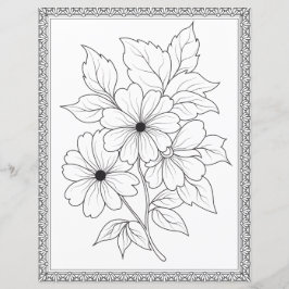 Elegant Floral Coloring Page Scrapbook Paper