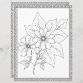 Elegant Floral Coloring Page Scrapbook Paper (正面/裏面)