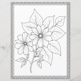 Elegant Floral Coloring Page Scrapbook Paper