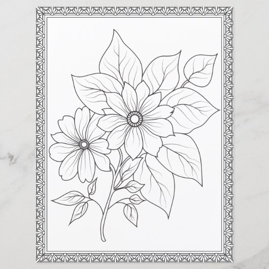 Elegant Floral Coloring Page Scrapbook Paper (正面)