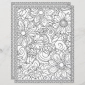 Elegant Floral Coloring Page Scrapbook Paper (正面/裏面)