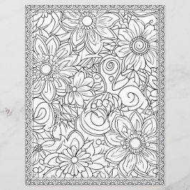 Elegant Floral Coloring Page Scrapbook Paper