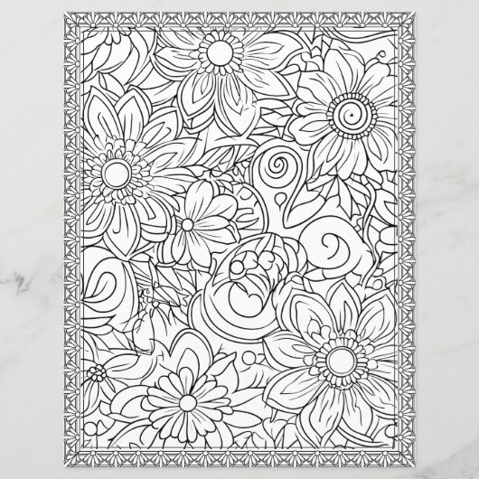 Elegant Floral Coloring Page Scrapbook Paper (正面)