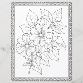 Elegant Floral Coloring Page Scrapbook Paper