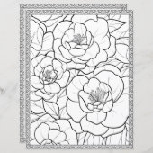 Elegant Floral Coloring Page Scrapbook Paper (正面/裏面)