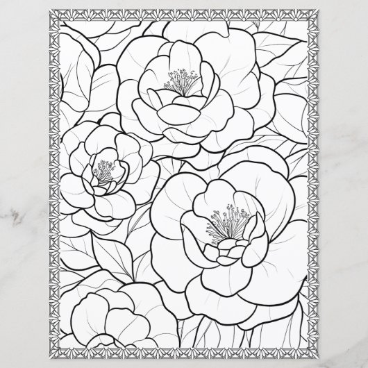 Elegant Floral Coloring Page Scrapbook Paper (正面)