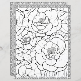 Elegant Floral Coloring Page Scrapbook Paper