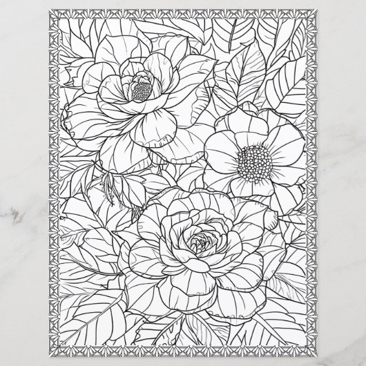 Elegant Floral Coloring Page Scrapbook Paper (正面)