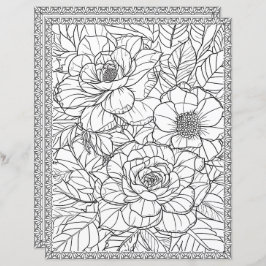 Elegant Floral Coloring Page Scrapbook Paper