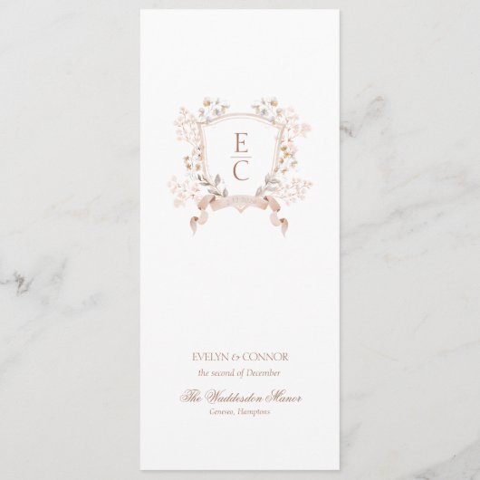 Elegant Floral Crest Monogram Wedding  メニュー (裏面)