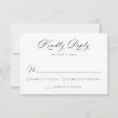 Elegant Floral Crest Monogram Wedding 出欠カード (正面)