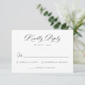 Elegant Floral Crest Monogram Wedding 出欠カード (スタンド正面)