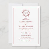 Elegant Floral Crest Monogram Wedding 招待状 (正面)